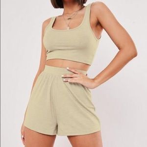 Missguided Short And Crop Top Jersey Set